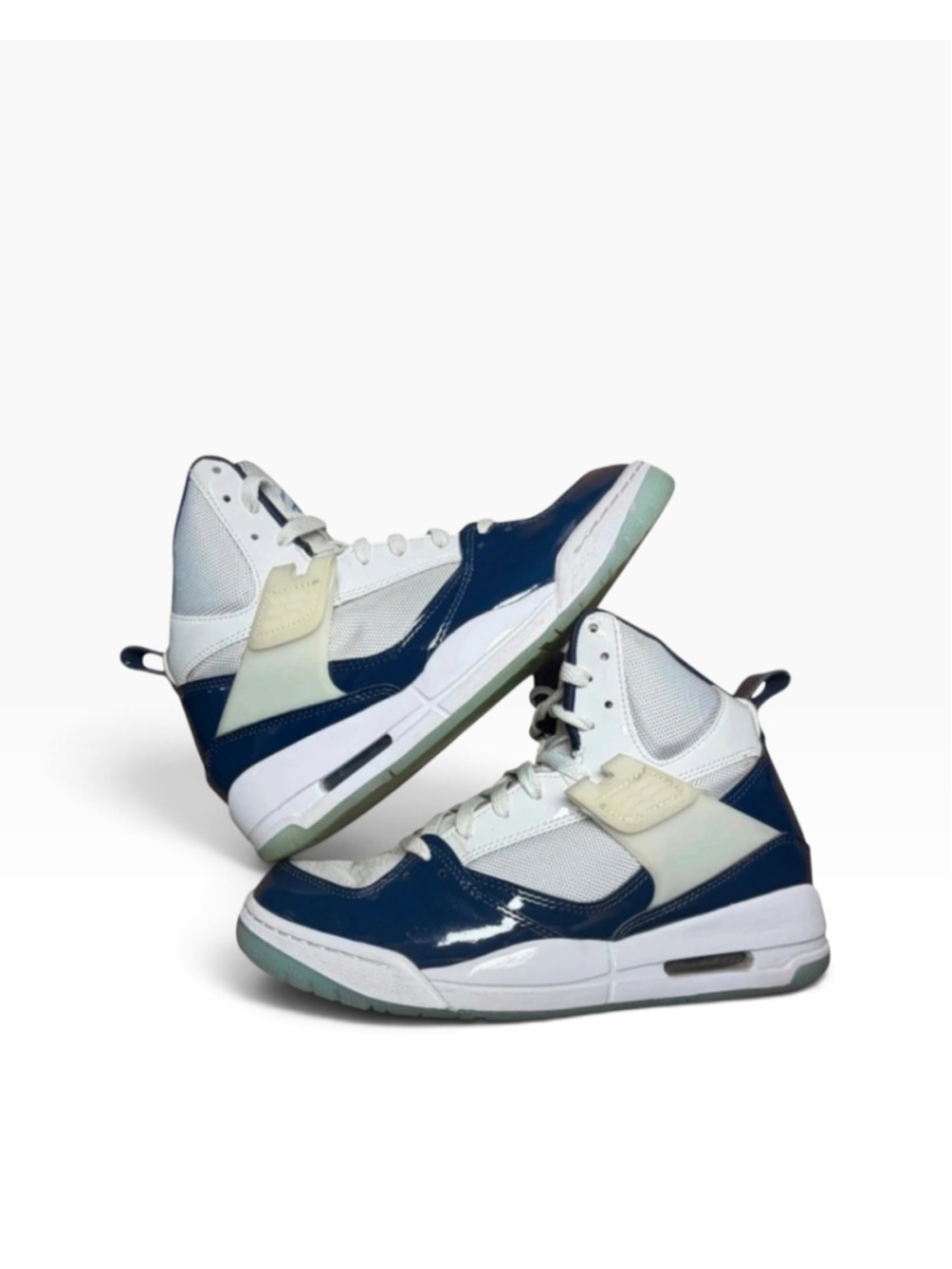 Men's Jordan Flight High-Top Sneakers in White and Blue Retro Size 8 US